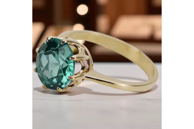 Пръстен Смарагд 14K жълто злато Винтидж vrc157y